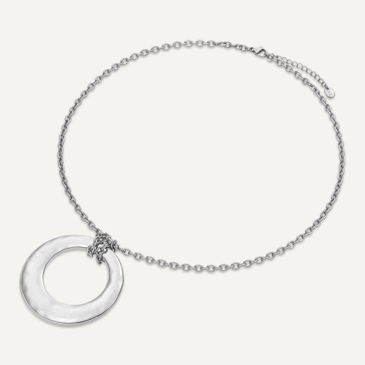 Circle Pendant White Gold Plated Necklace