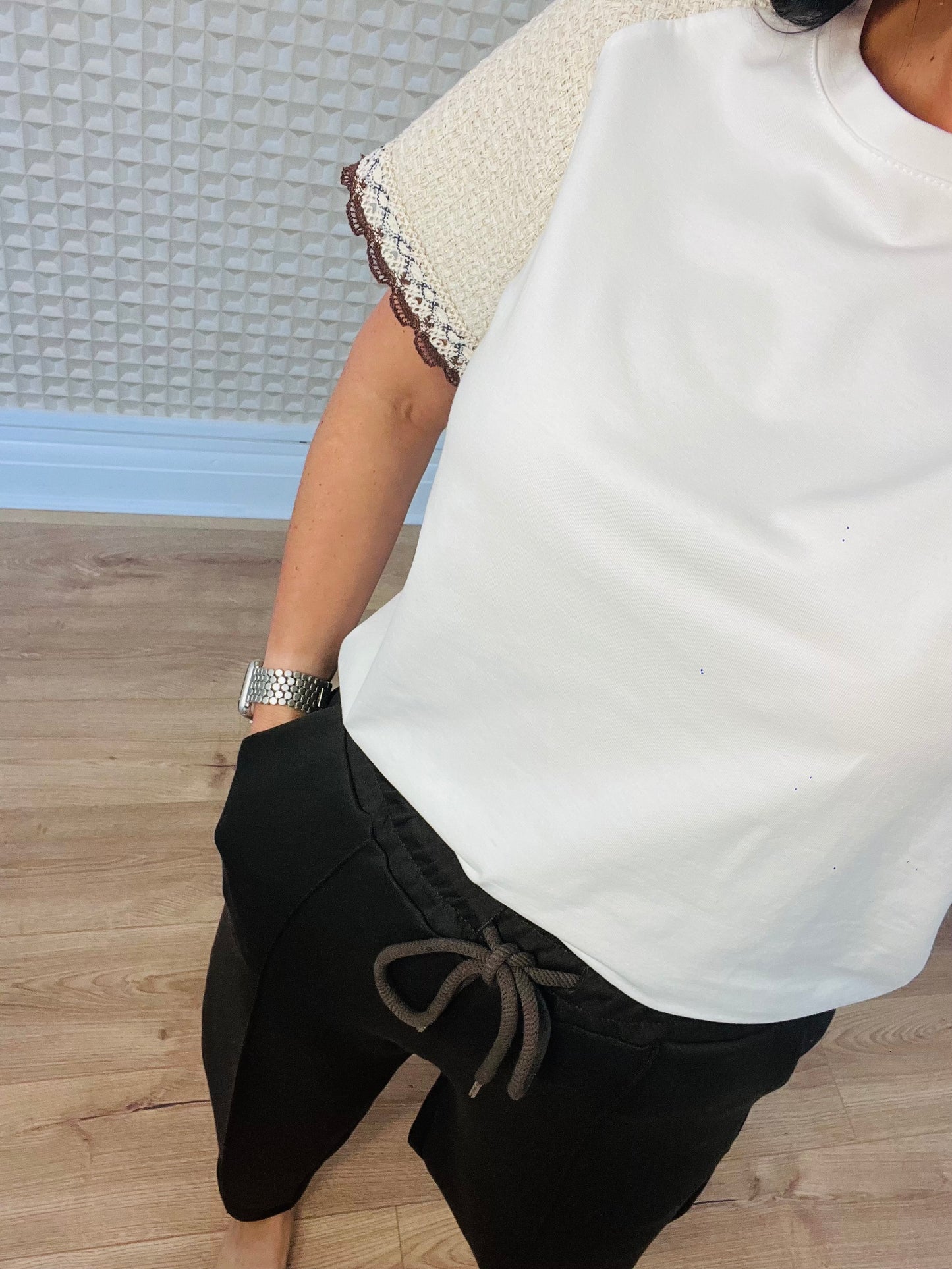Textured Tweedy Sleeve Tee