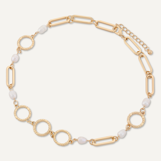 Audrey Faux Pearls Gold Short Necklace