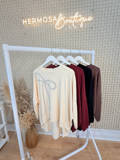 Pearl Bow Hi Low Jumper