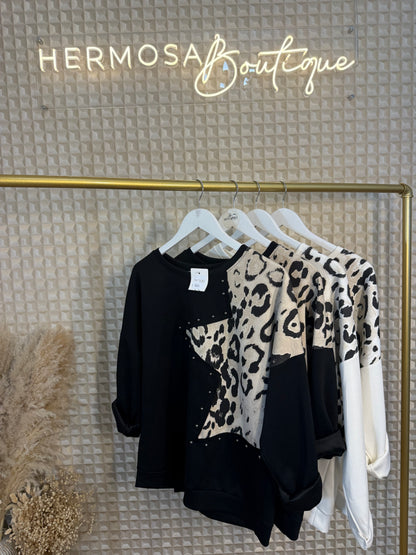 Leopard Trim Sweatshirt