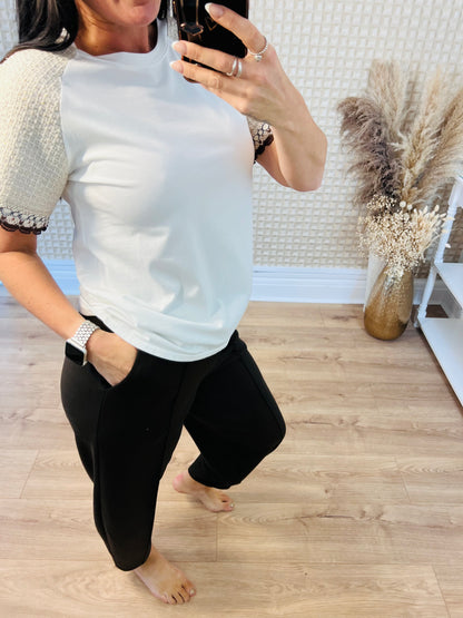 Textured Tweedy Sleeve Tee