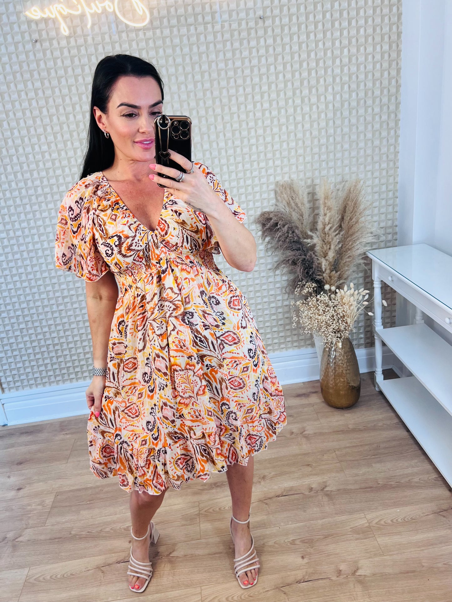 Orange Paisley Mini Dress