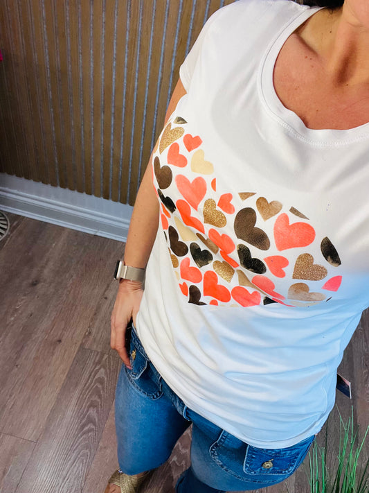 Confetti Heart Tee White