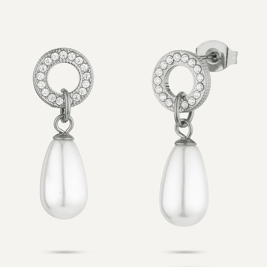 Silver & Pearl Drop Earrings