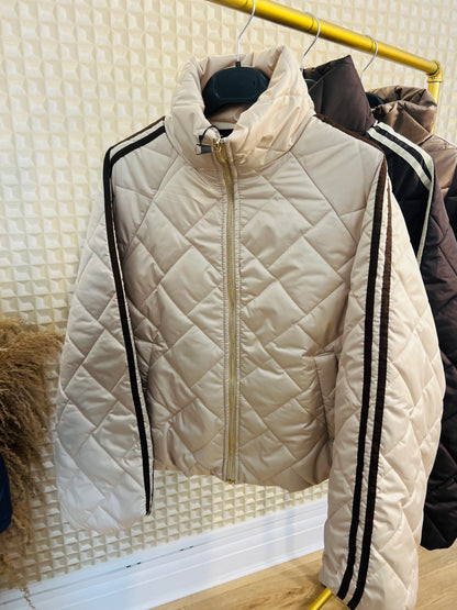 Two Stripe Quilted Bomber Jacket