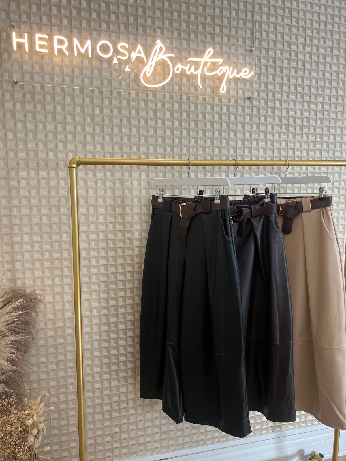 Belted PU Pants