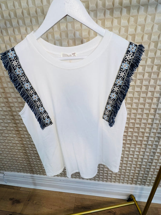 Blue Fringe Tee