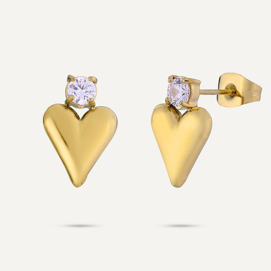 Diamanté Heart Gold Earring