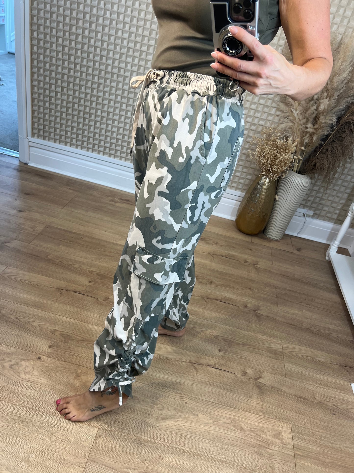 Cargo Camo Ruched Trouser