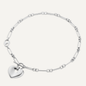 Silver Link & Heart T Bar Necklace