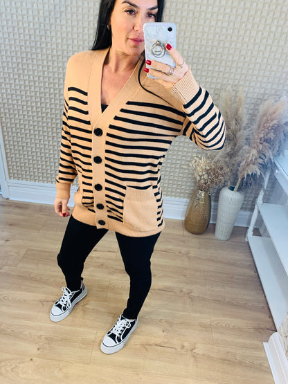 V Neck Striped Cardie