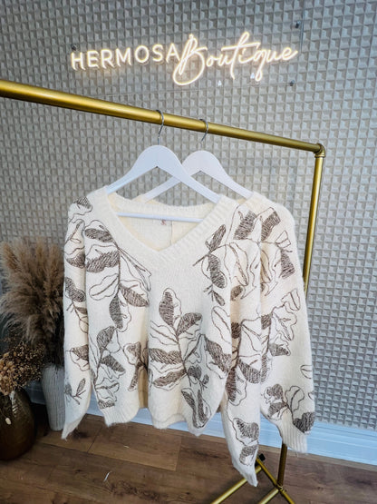 Leaf V Neck Jumper