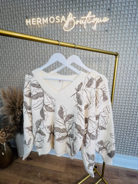 Leaf V Neck Jumper