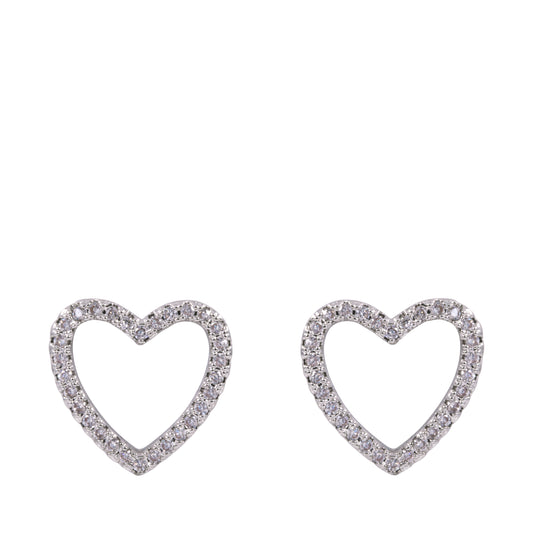 Diamond Silver Heart Earrings