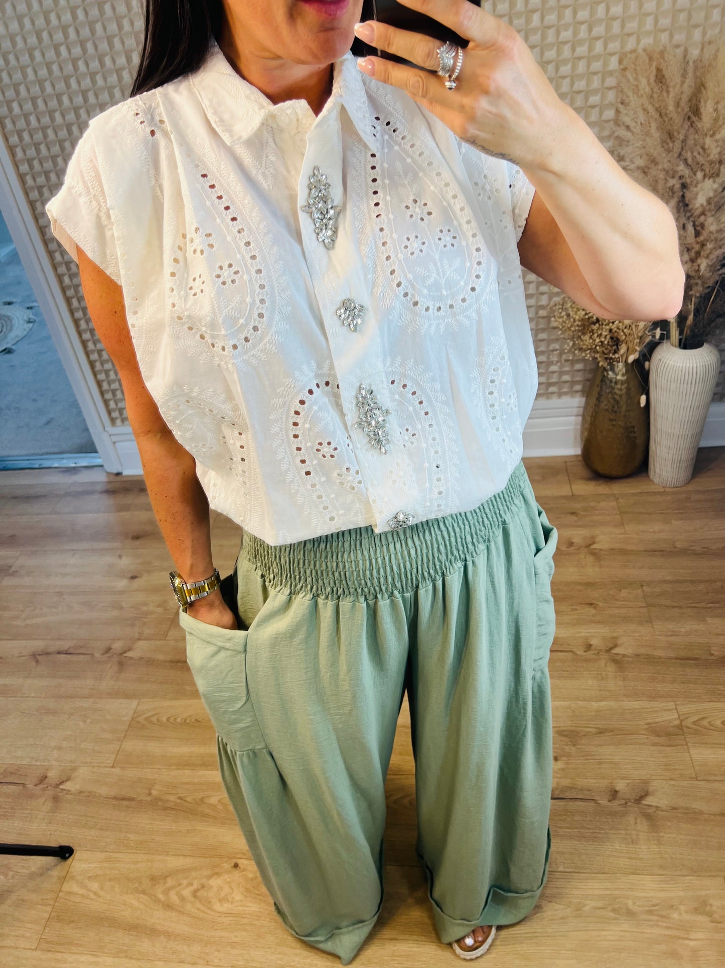 Zeta Broderie Jewel Top