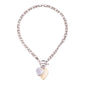 Rhodium Silver & Gold Heart T-Bar Necklace