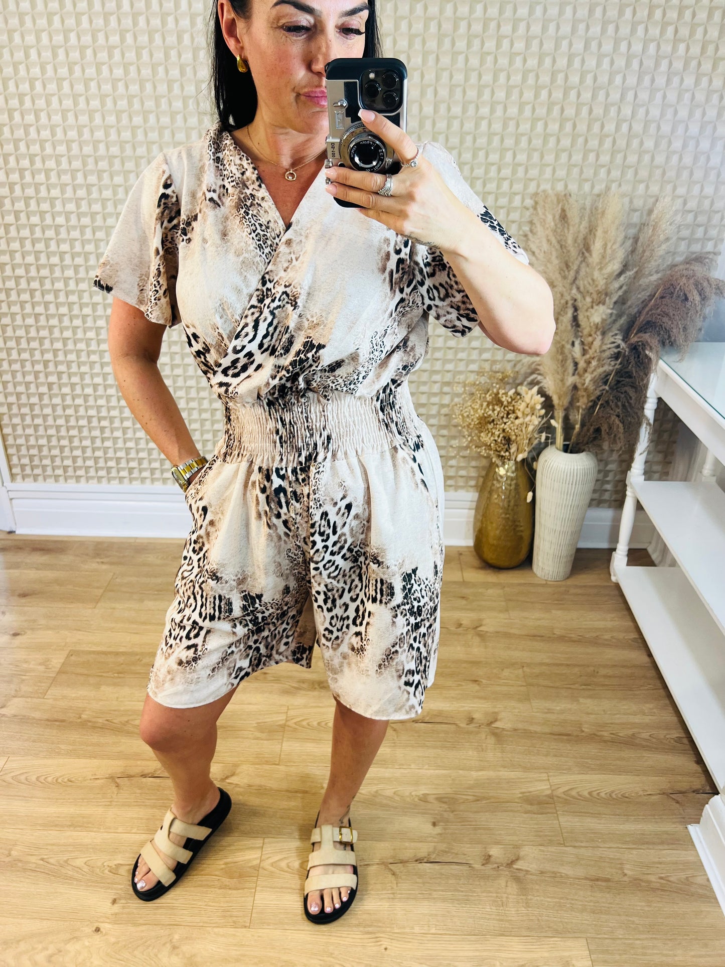Beige Leopard Playsuit