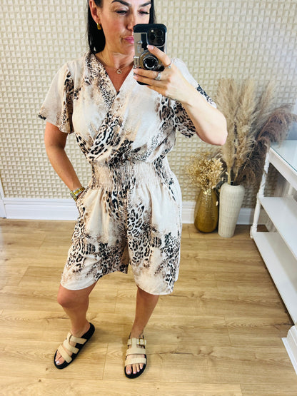 Beige Leopard Playsuit
