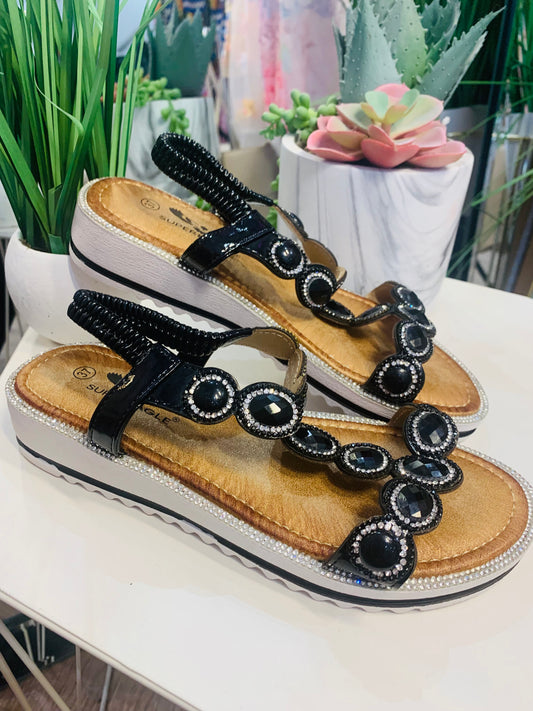 Black Jewelled Sandal