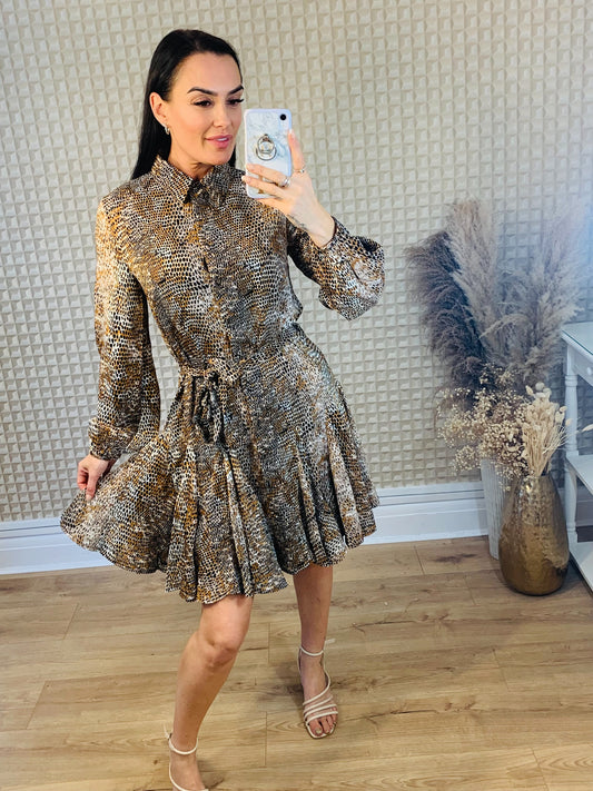 Stella Morgan Fit n Flare Rust Snake Print