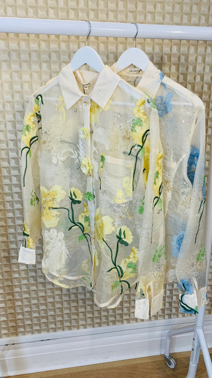 3D flower blouse yellow