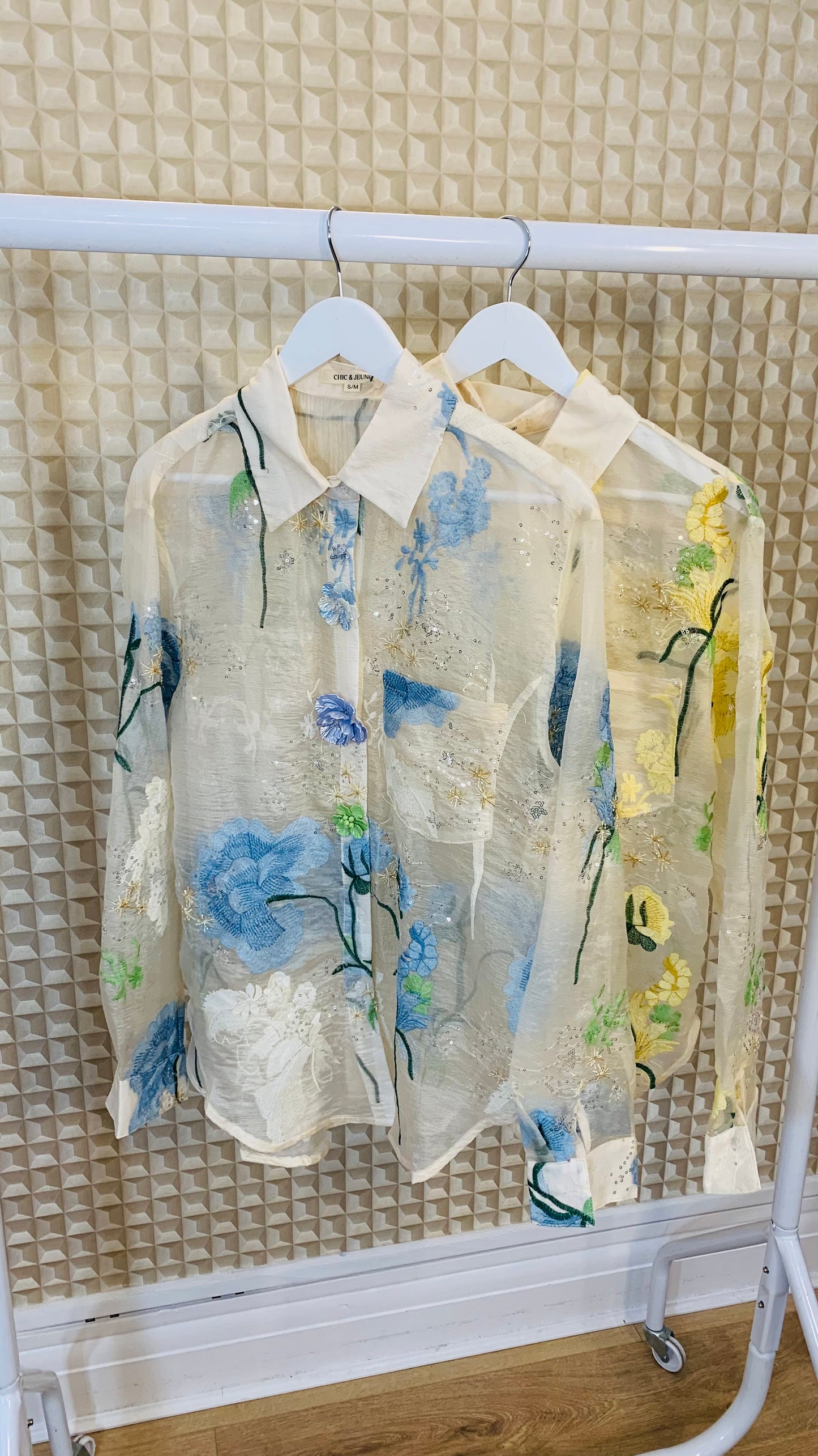 3D flower blouse yellow