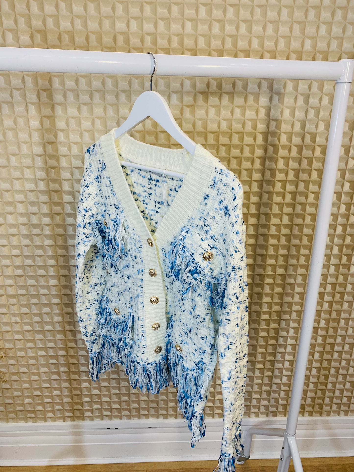 Gold Crested Button Cardigan