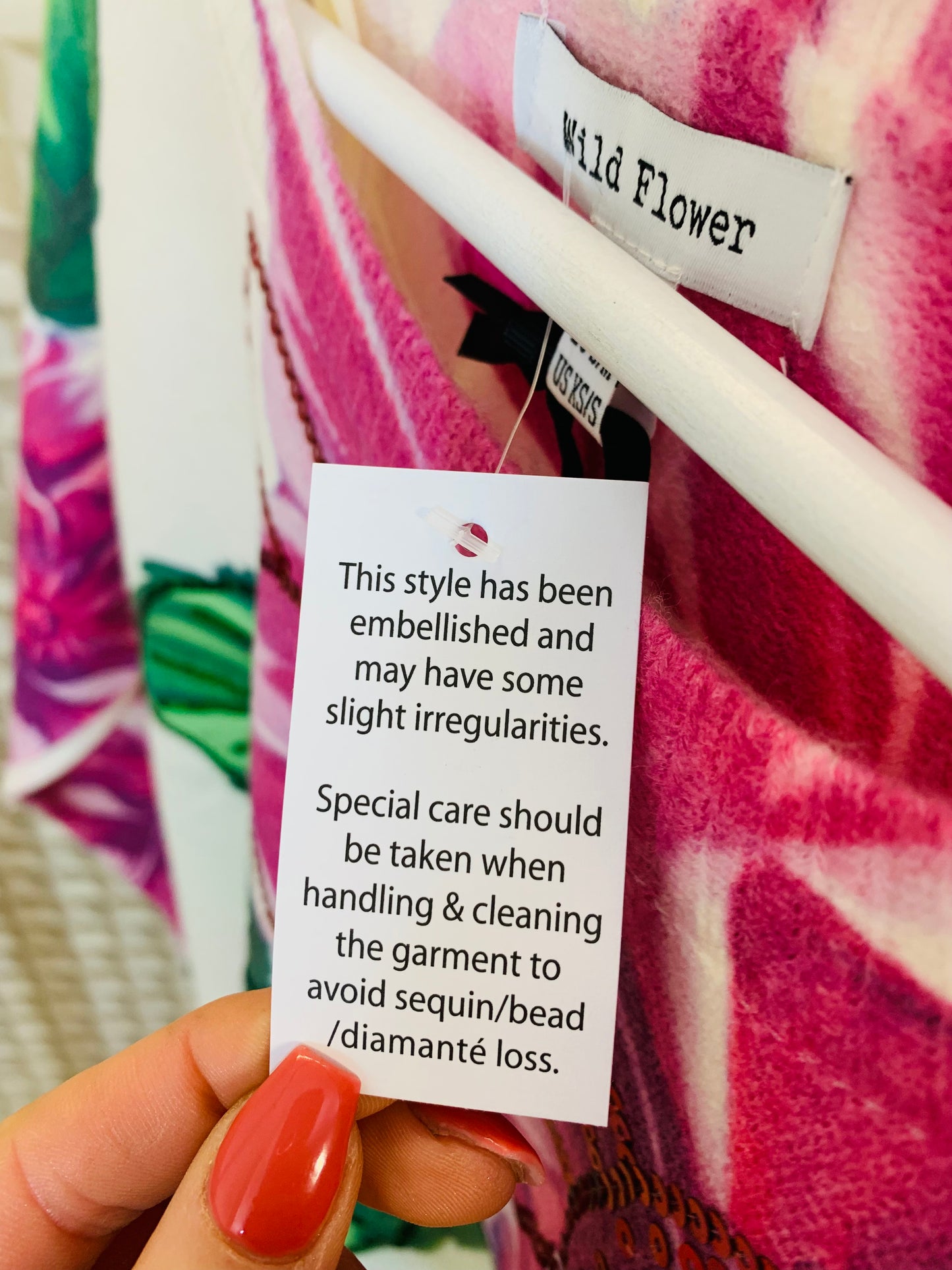 Vibrant Pink & Green flower knit