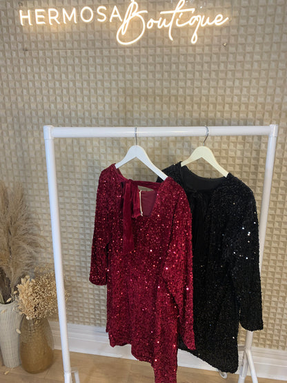 Diverse Sequin Bow Back Dress