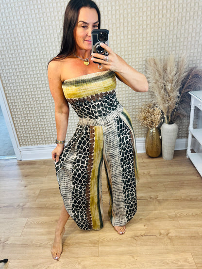 Stripe & Print Jumpsuit