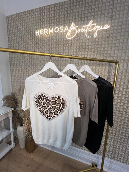 Leopard Heart Knit