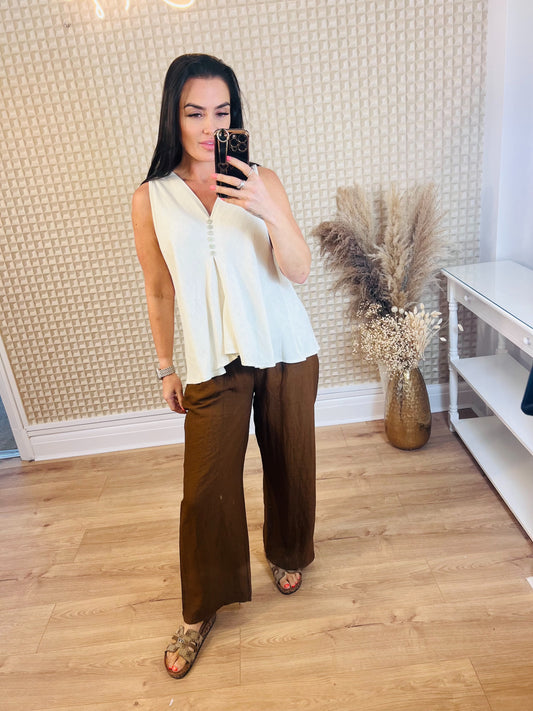 Beige Button Vest