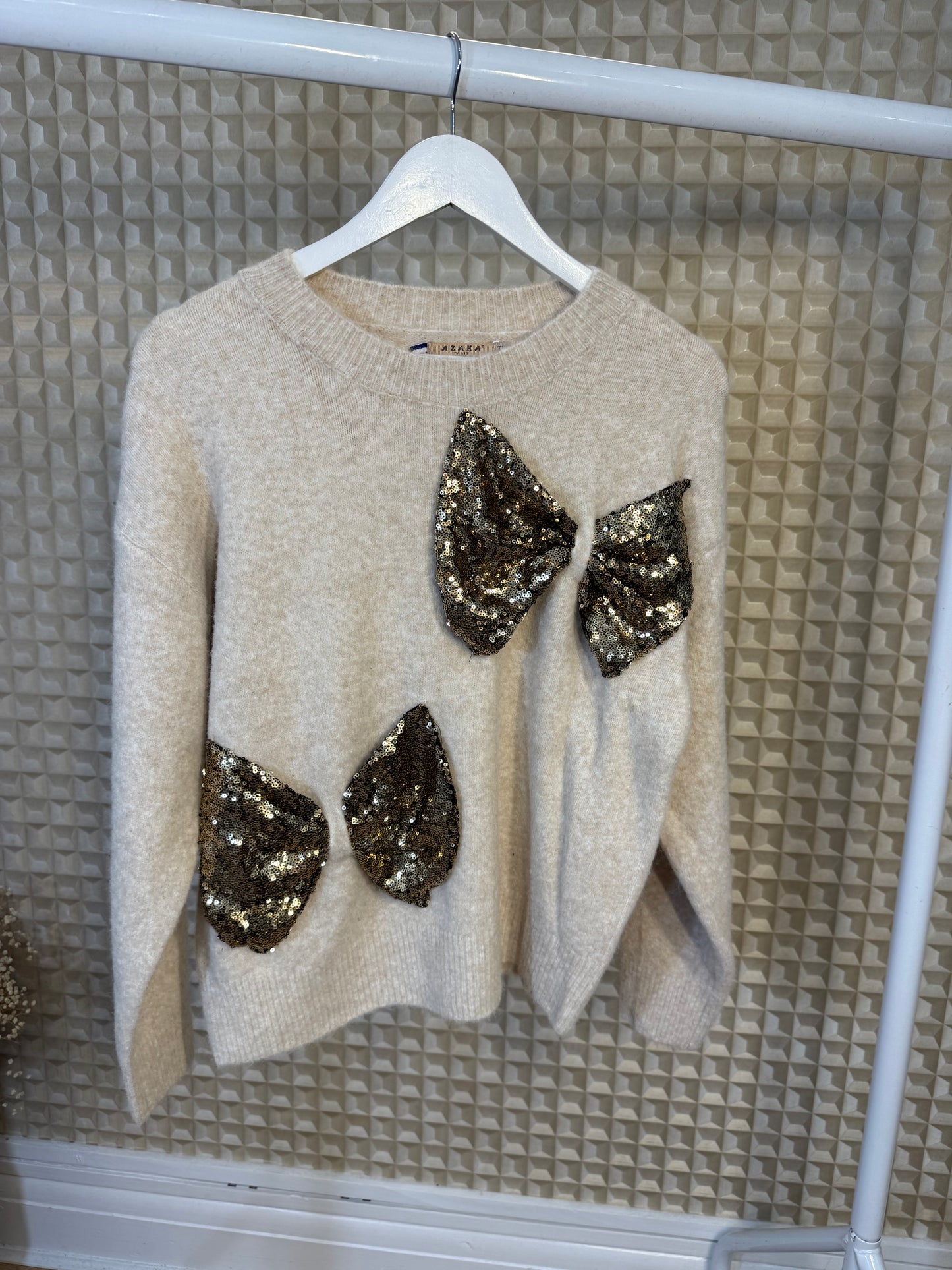 Gold Sequin Bow Jumper