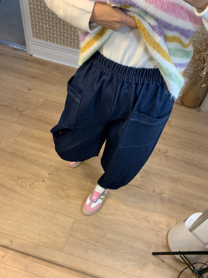 Barrel Leg Denim Trousers