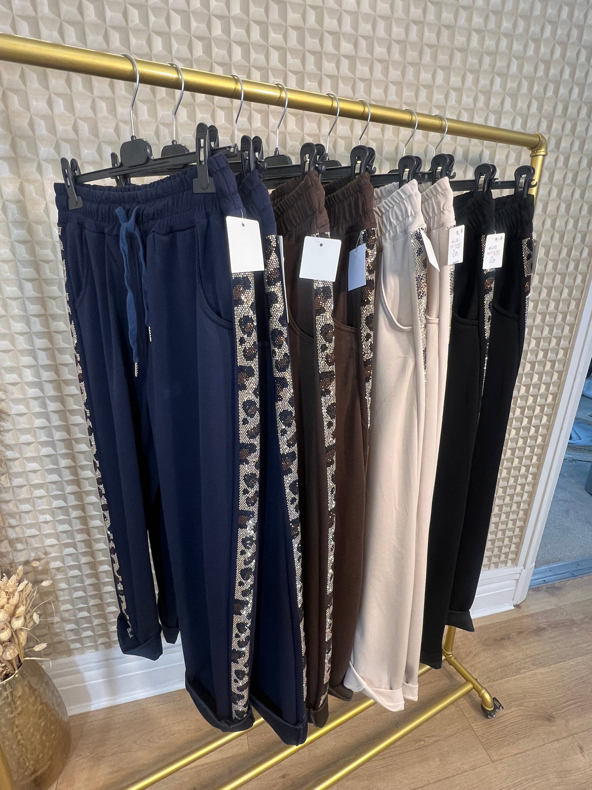 Leopard Bling Side Stripe Joggers