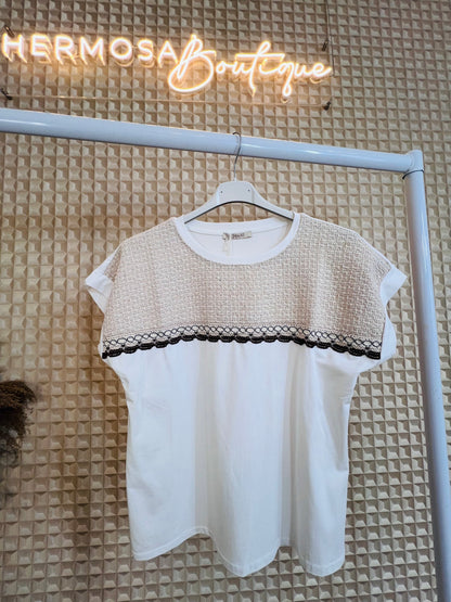 Textured Tweedy Top Tee