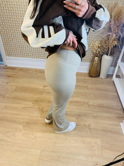 Cream active flared leggings