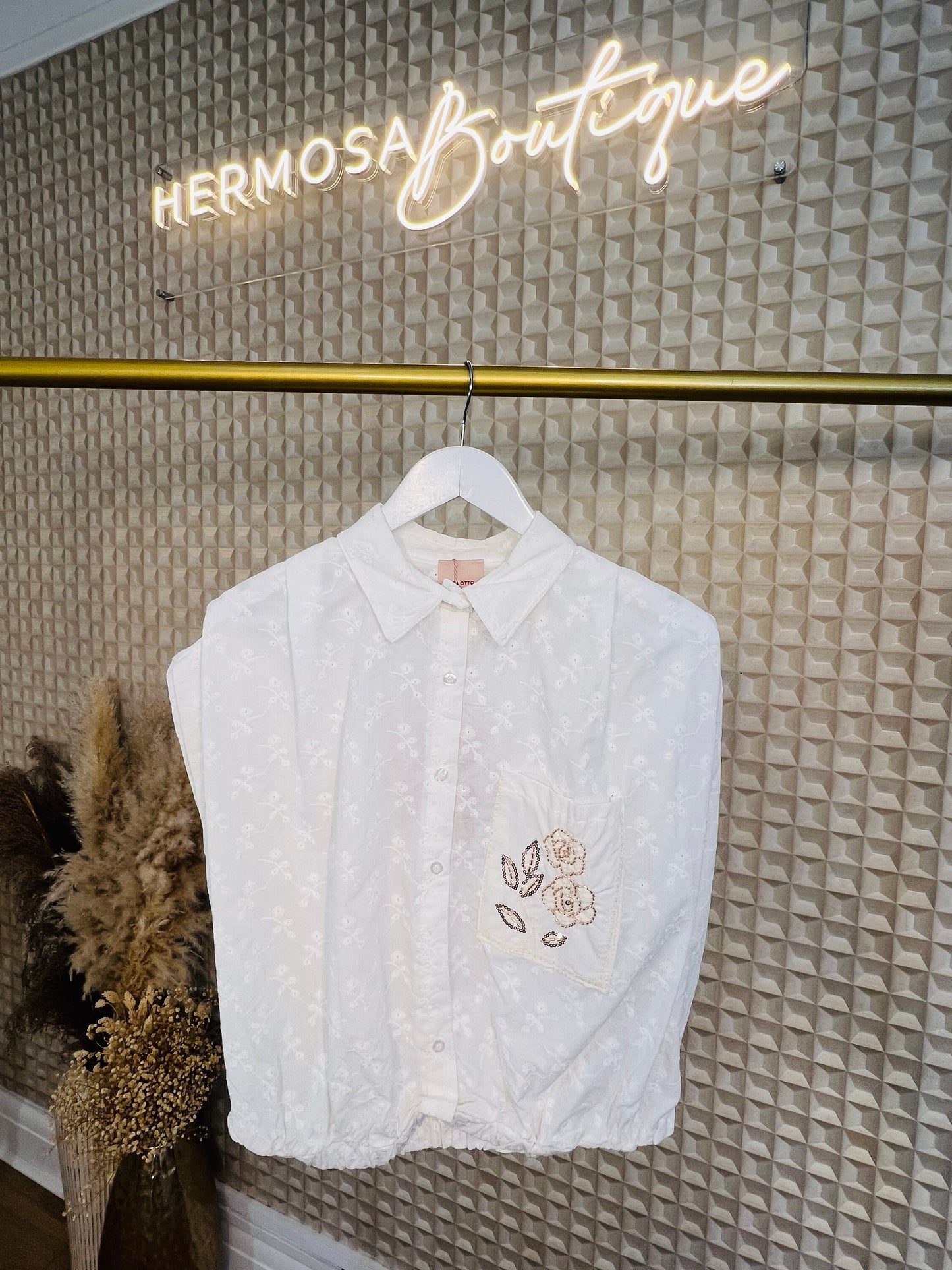 Bubble Hem Flowered Shirt