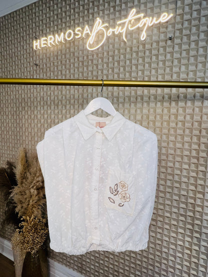 Bubble Hem Flowered Shirt