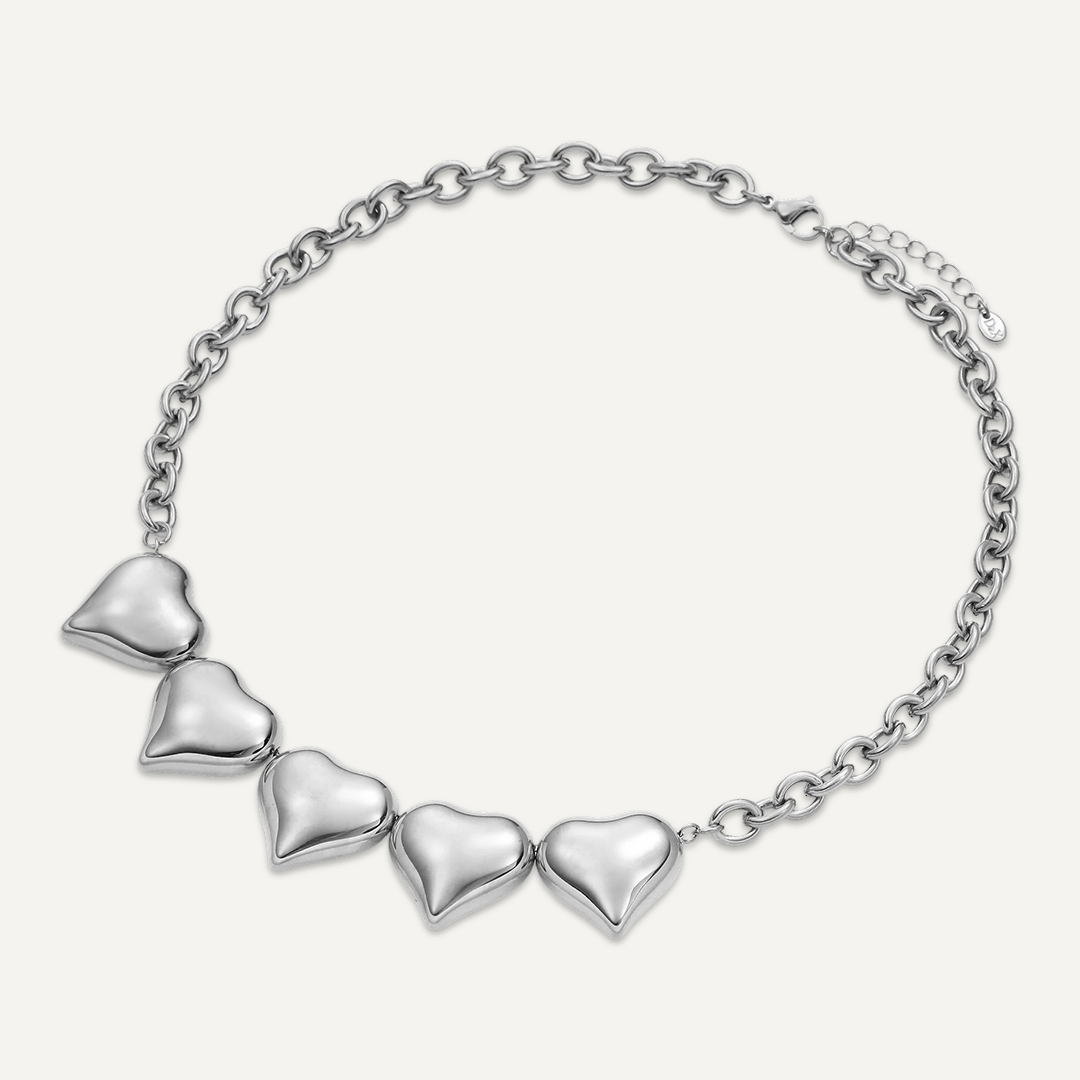 Silver Chunky Chain Heart Necklace