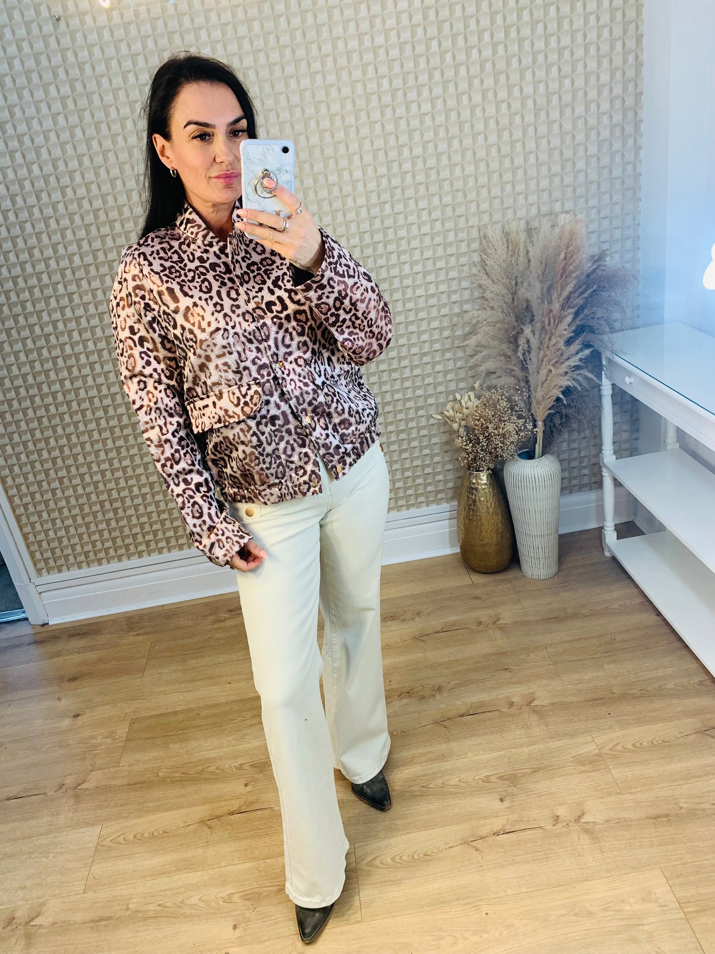 Pink Leopard Sparkle Bomber Jacket