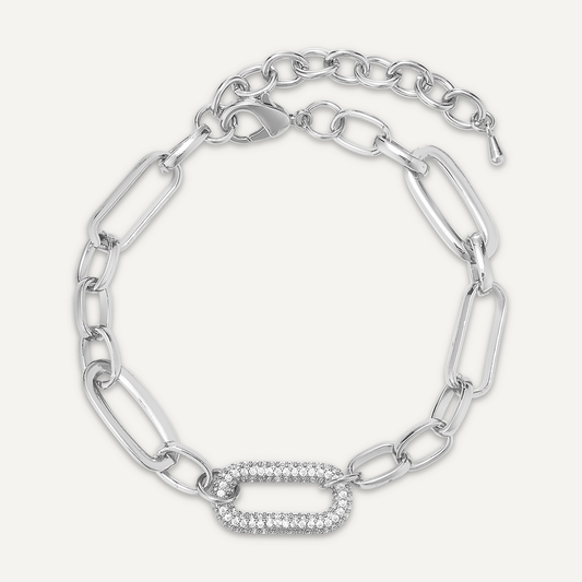 Alesha Crystal Clasp Bracelet Silver