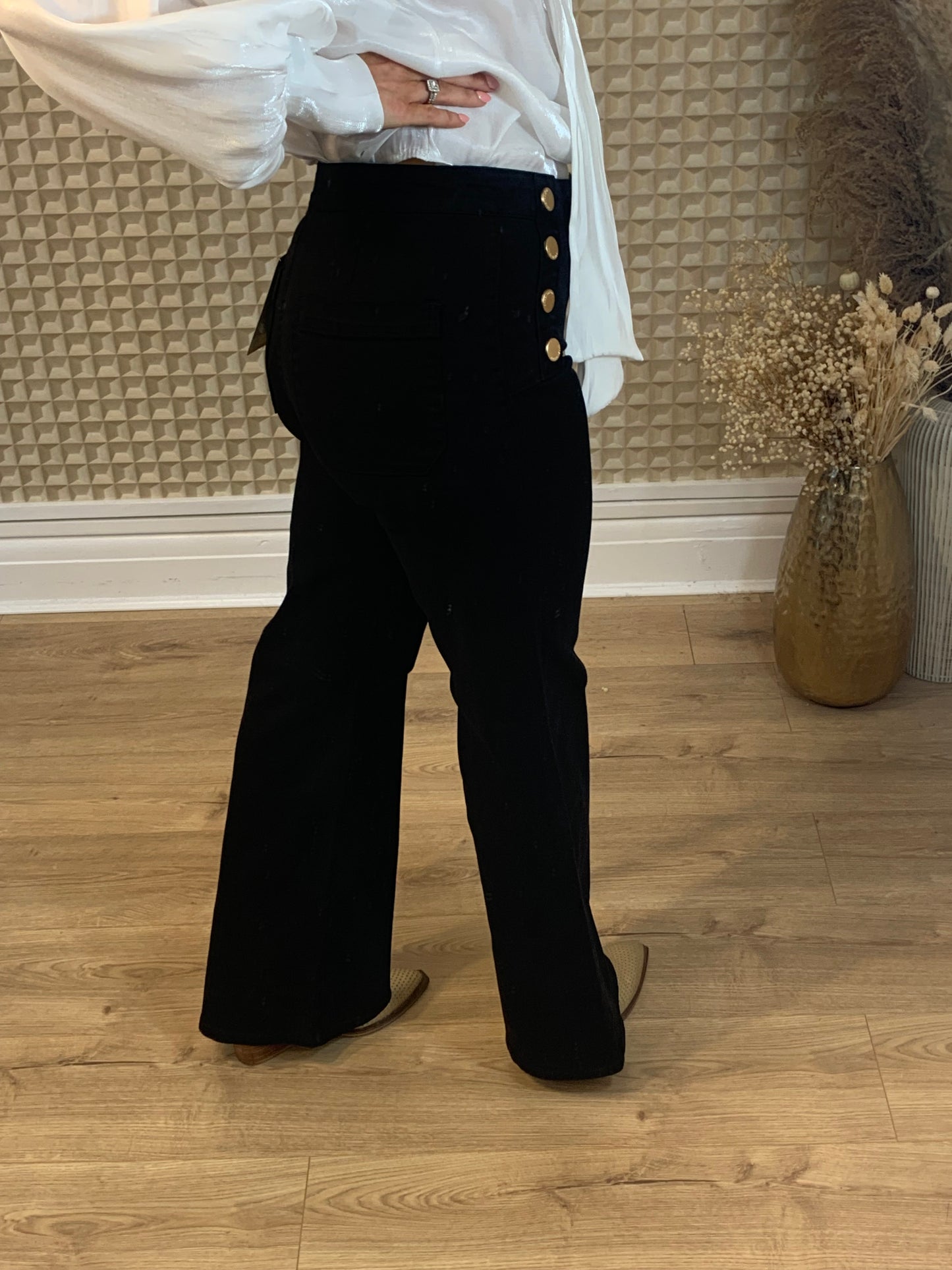 Black Toxic Paris Wide Leg Jeans