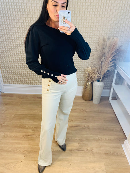 Button Cuff Soft Knit