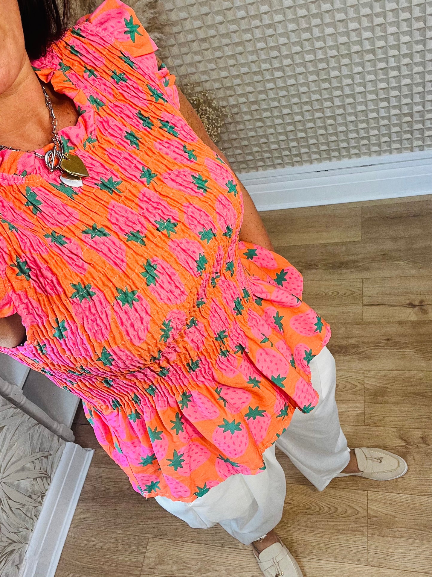 Strawberry Shirred Top