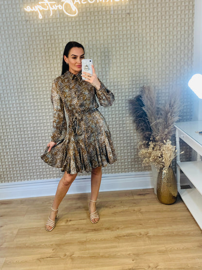 Stella Morgan Fit n Flare Rust Snake Print