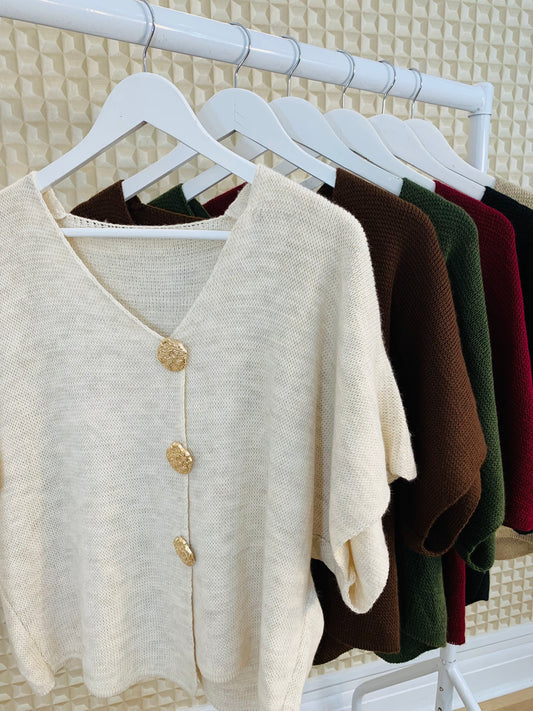 Whittaker Gold Button Cardigan