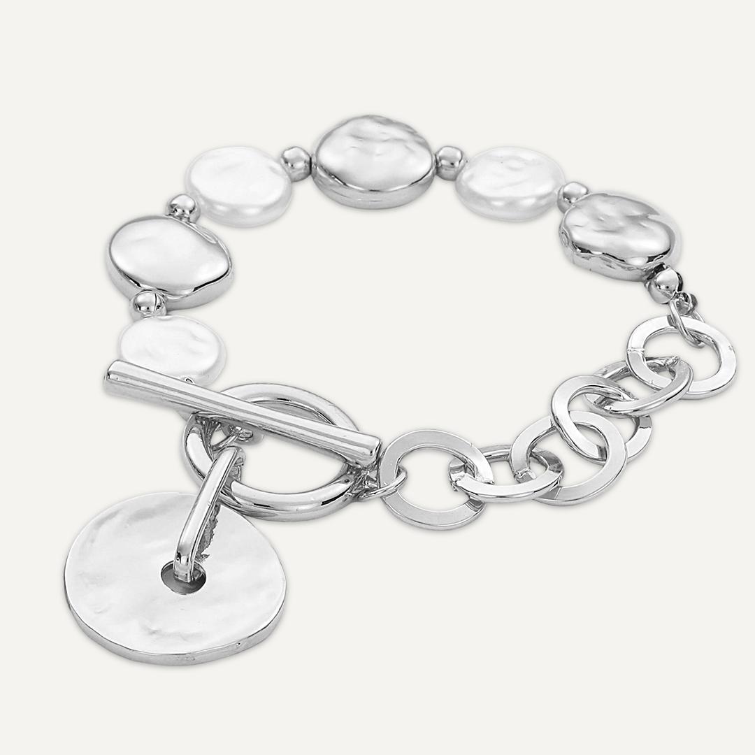 Silver & Pearl T-Bar Bracelet