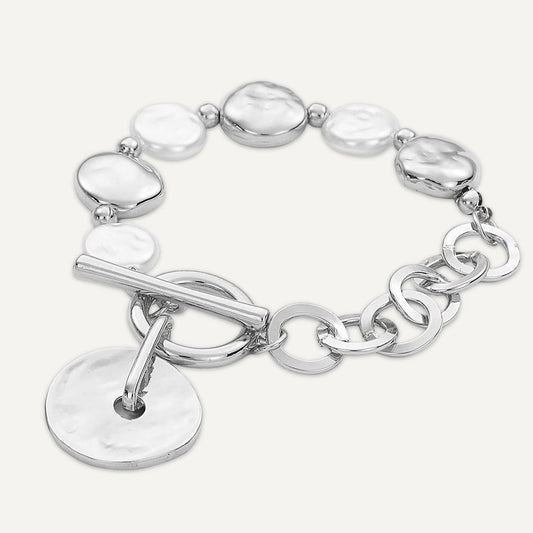 Silver & Pearl T-Bar Bracelet